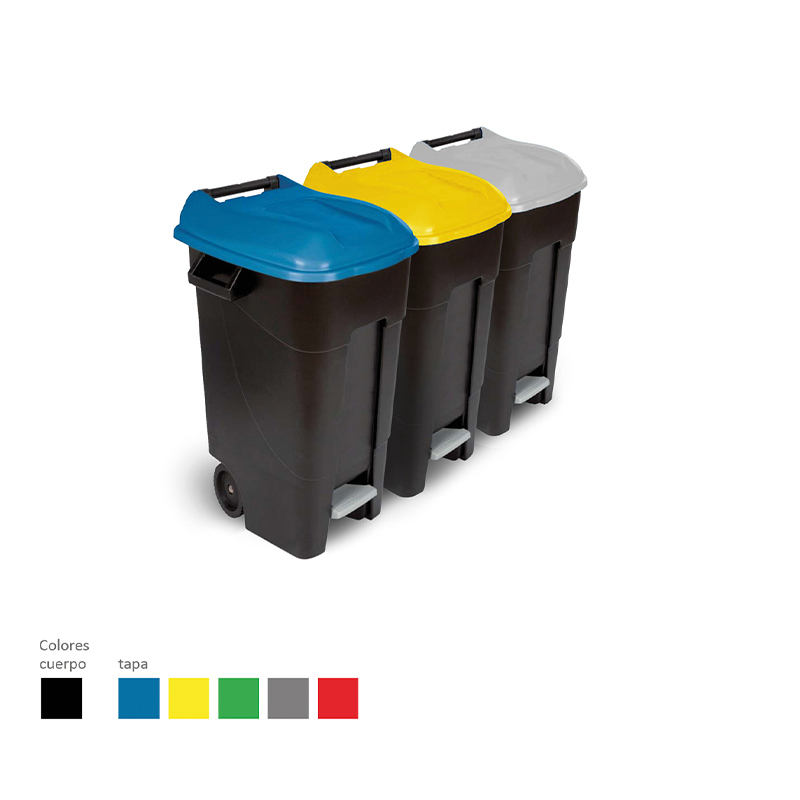 Contenedor Teix 120 L – Colores de tapa Contenedores Teix de reciclaje de 120 L con tapas de colores