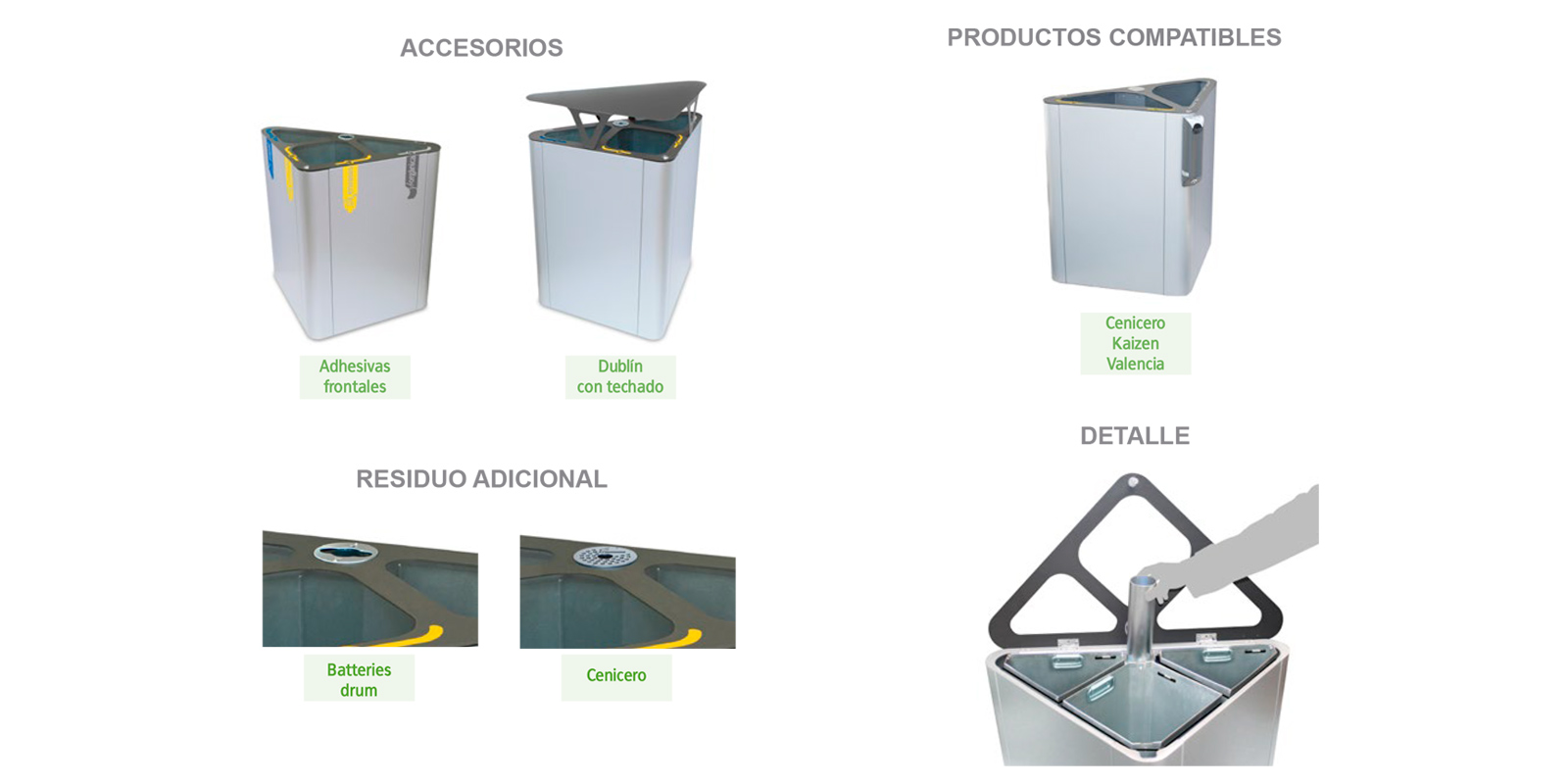 Accesorios para la Papelera Dublín Accesorios y productos compatibles para la Papelera Dublín triangular multiresiduo