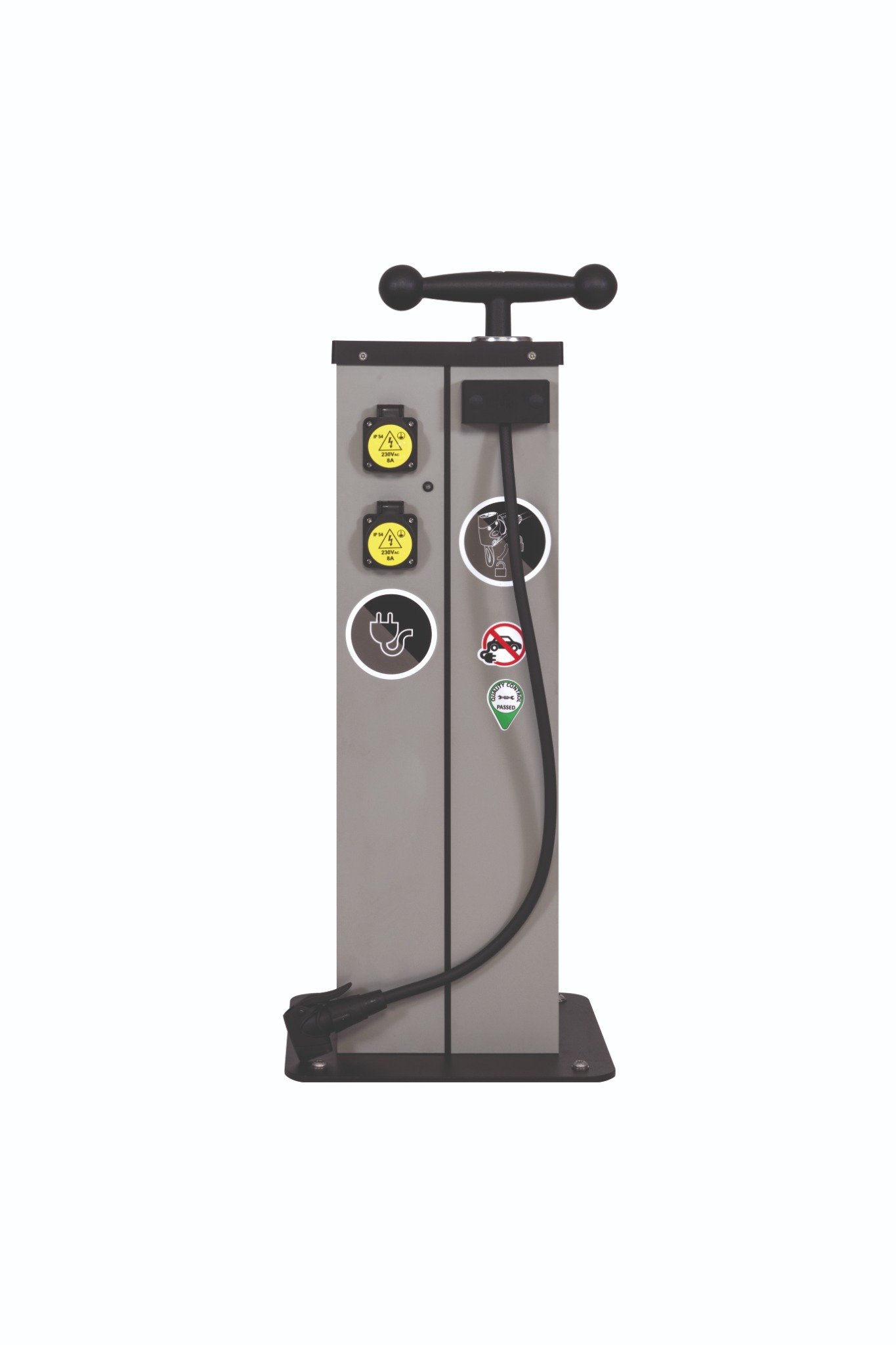 Estación eléctrica de mantenimiento de bicicletas E-Mínima - Vista sin asa Estación eléctrica de mantenimiento de bicicletas E-Mínima vista sin asa de protección