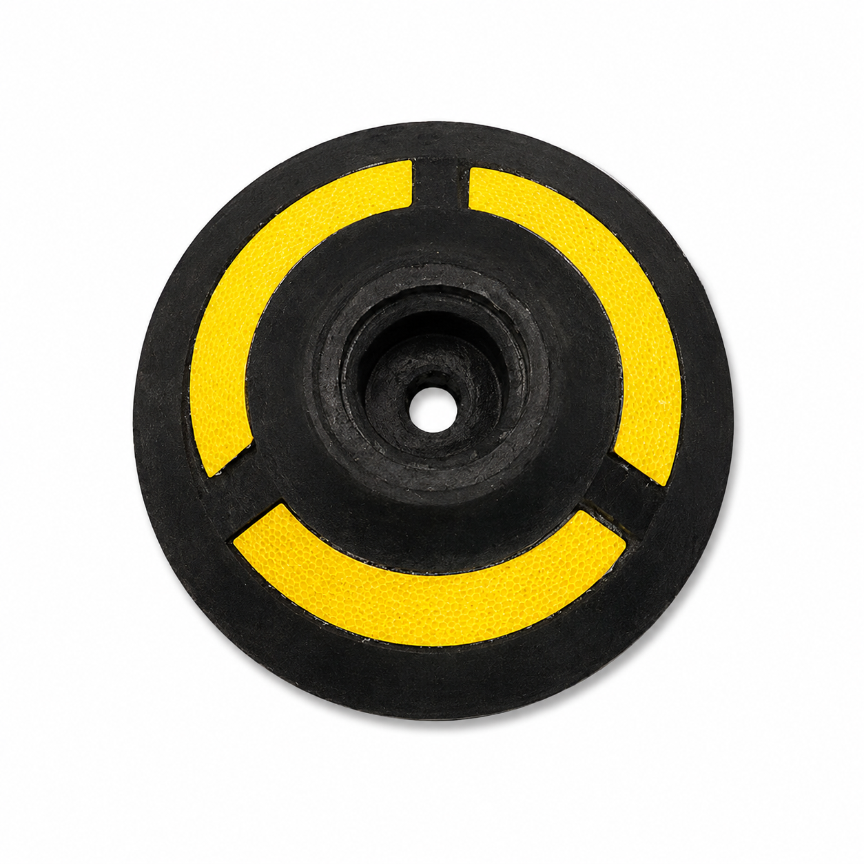 Pin de seguridad vial para carril bici vista superior Pin de seguridad vial para carril bici fabricado en caucho SBR 100 % reciclado vista superior
