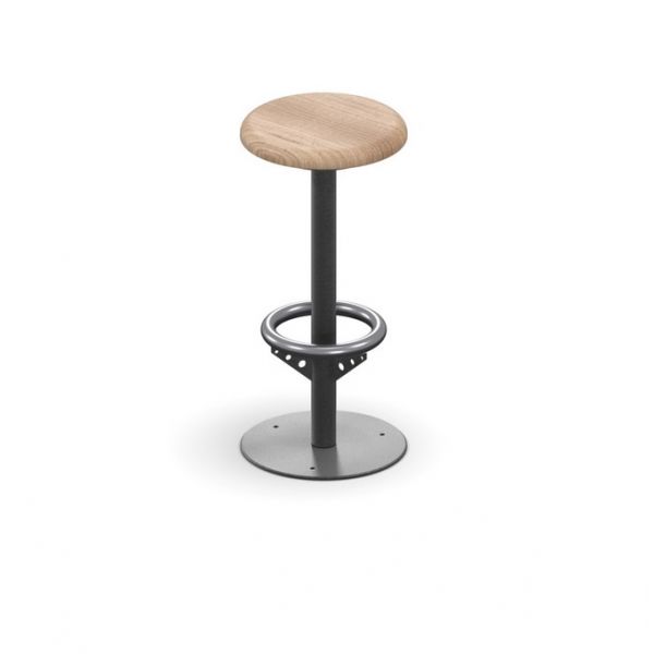 Taburete City Club antracita | Nalmo Taburete City Club antracita con asiento de madera