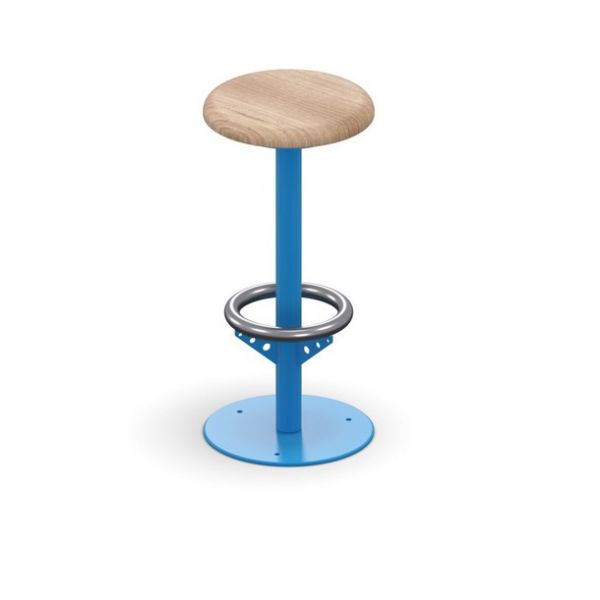 Taburete City Club azul | Nalmo Taburete City Club azul con asiento de madera